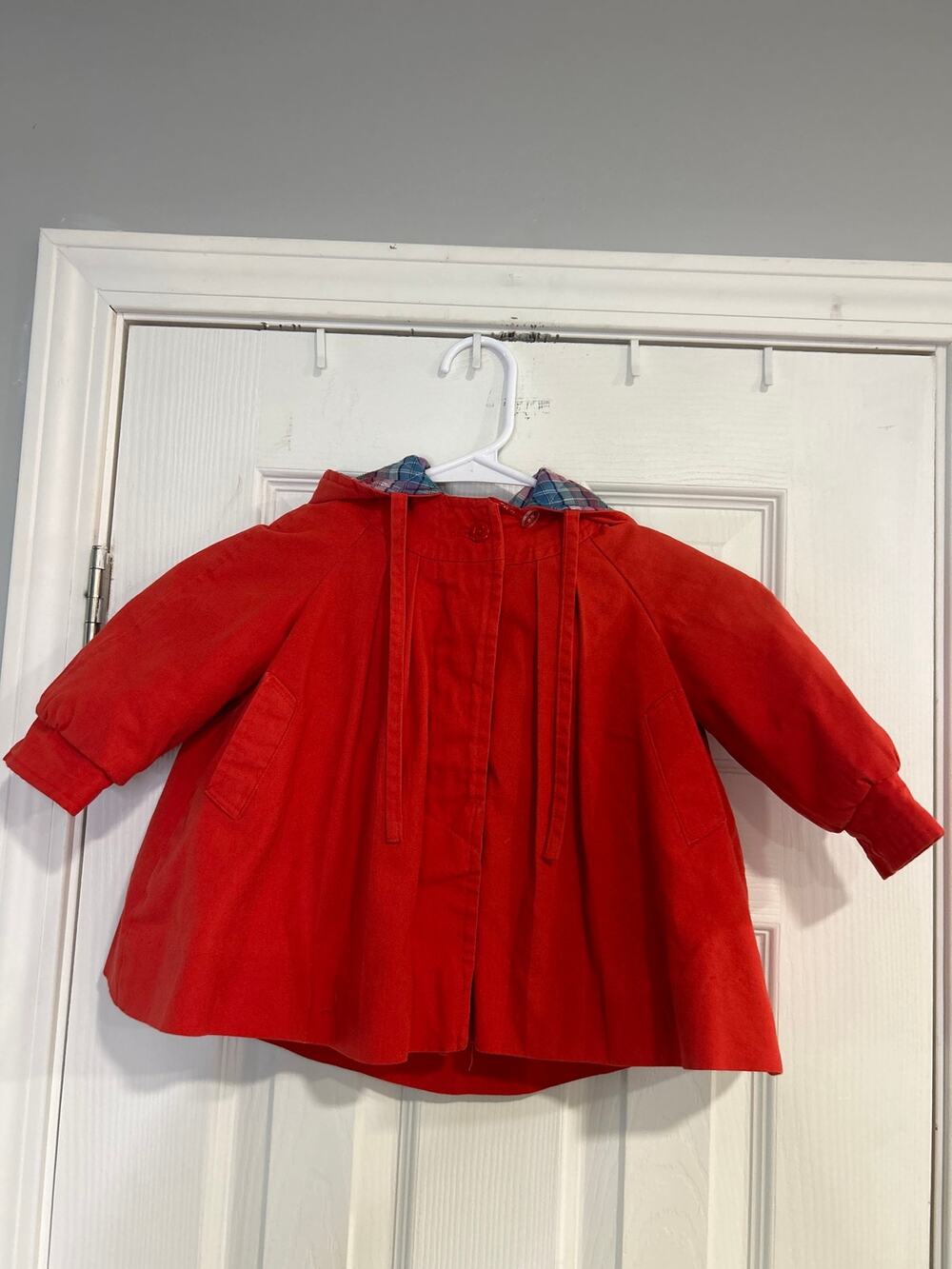 VTG London Fog Toddler Girls Red Hooded Swing Jacket Plaid Size 2 Made in USA